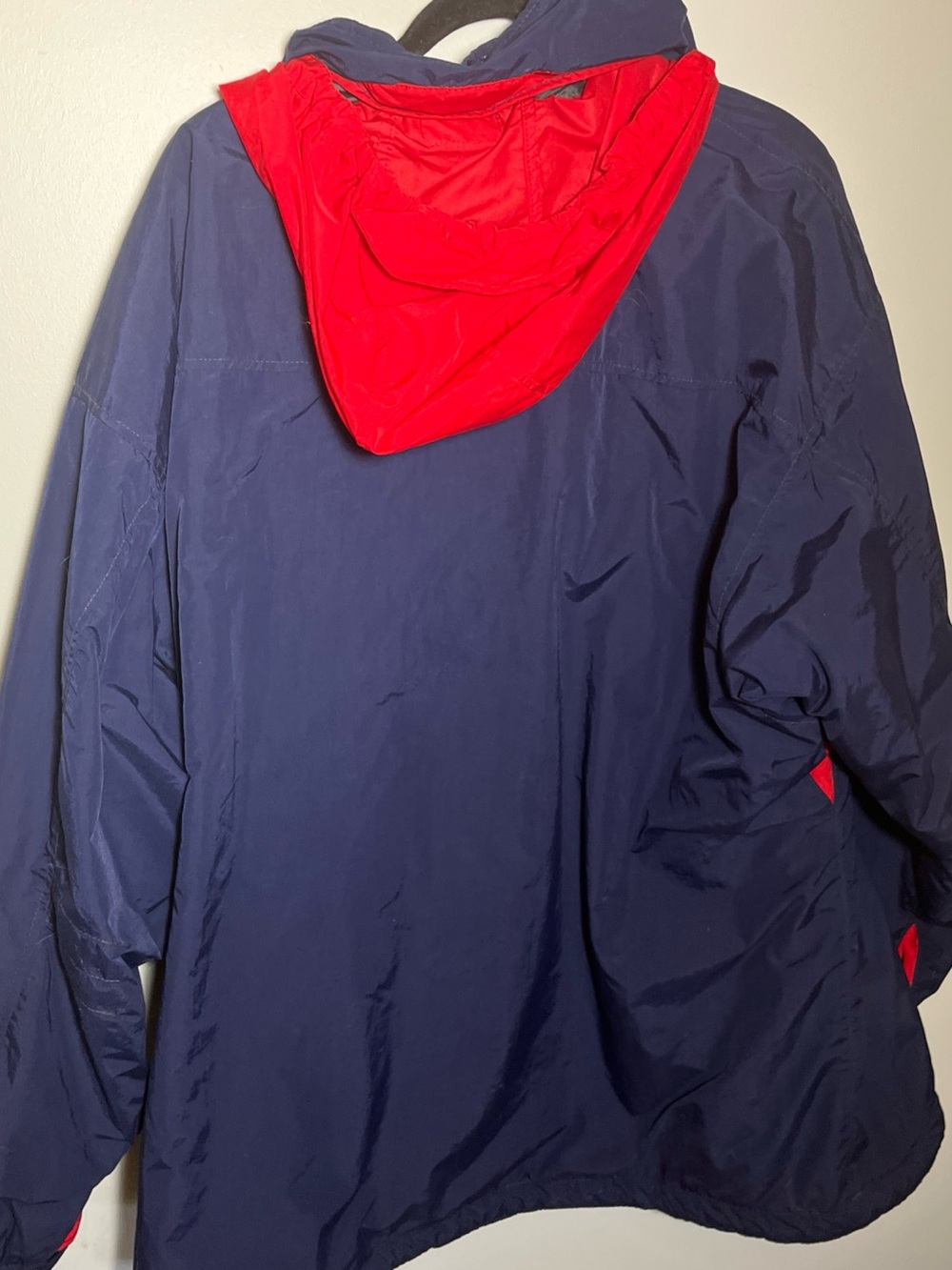 American Eagle Outfitters Navy Jacket with Red Hood Trim